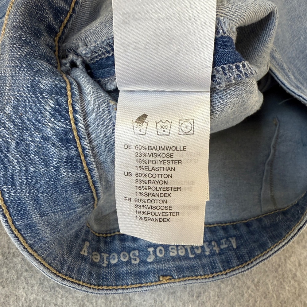 Articles of Society Button Front Jean Denim Mini Skirt Raw Hem Womens Size 26 - Picture 9 of 12